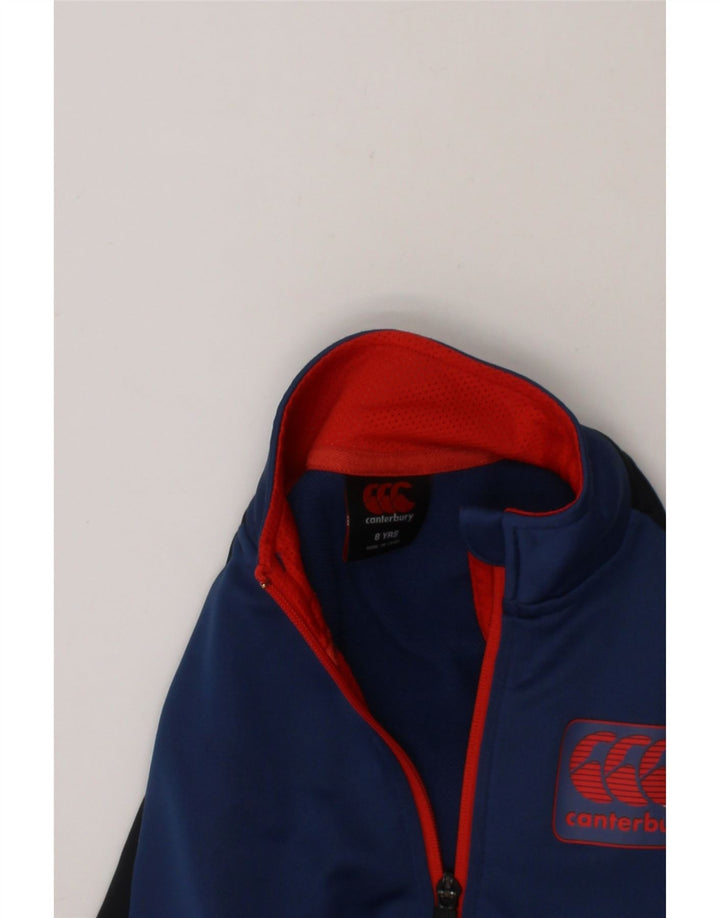 CANTERBURY Boys Tracksuit Top Jacket 7-8 Years Blue Colourblock Polyester Vintage Canterbury and Second-Hand Canterbury from Messina Hembry 