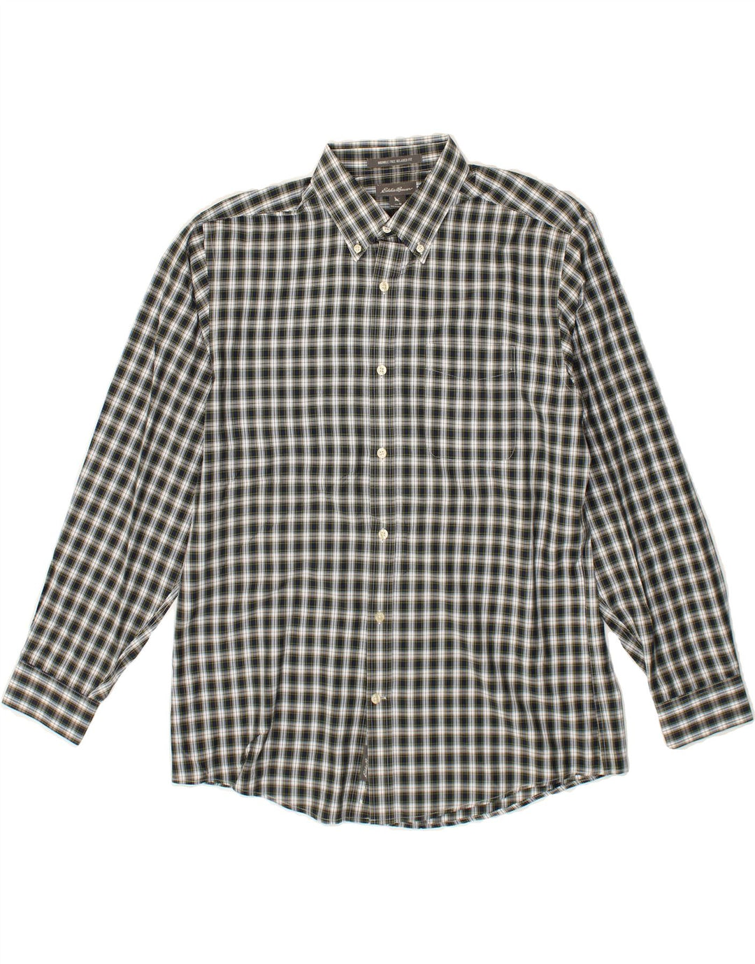 EDDIE BAUER Mens Relaxed Fit Shirt Medium Green Check Cotton Vintage Eddie Bauer and Second-Hand Eddie Bauer from Messina Hembry 