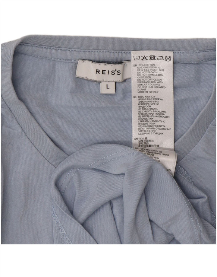 Reiss Herren T-Shirt Top Large Blau Baumwolle