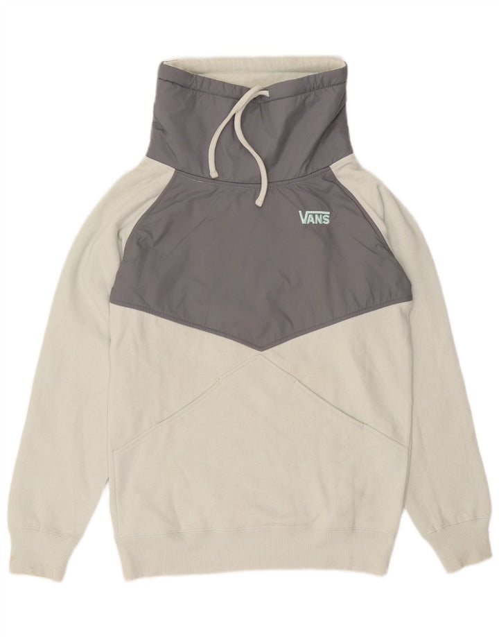 VANS Damen-Sweatshirt-Pullover UK 10 Small Weiße Colourblock-Baumwolle
