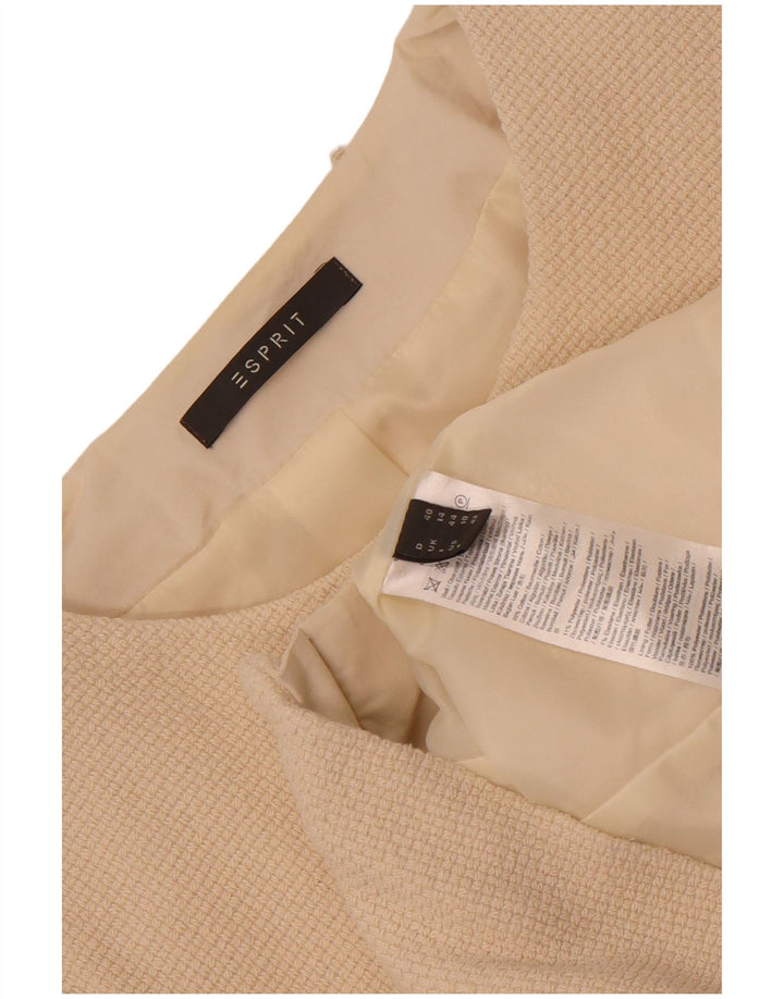Esprit Womens Crop Full Zip Blazer Jacke UK 14 Große weiße Baumwolle
