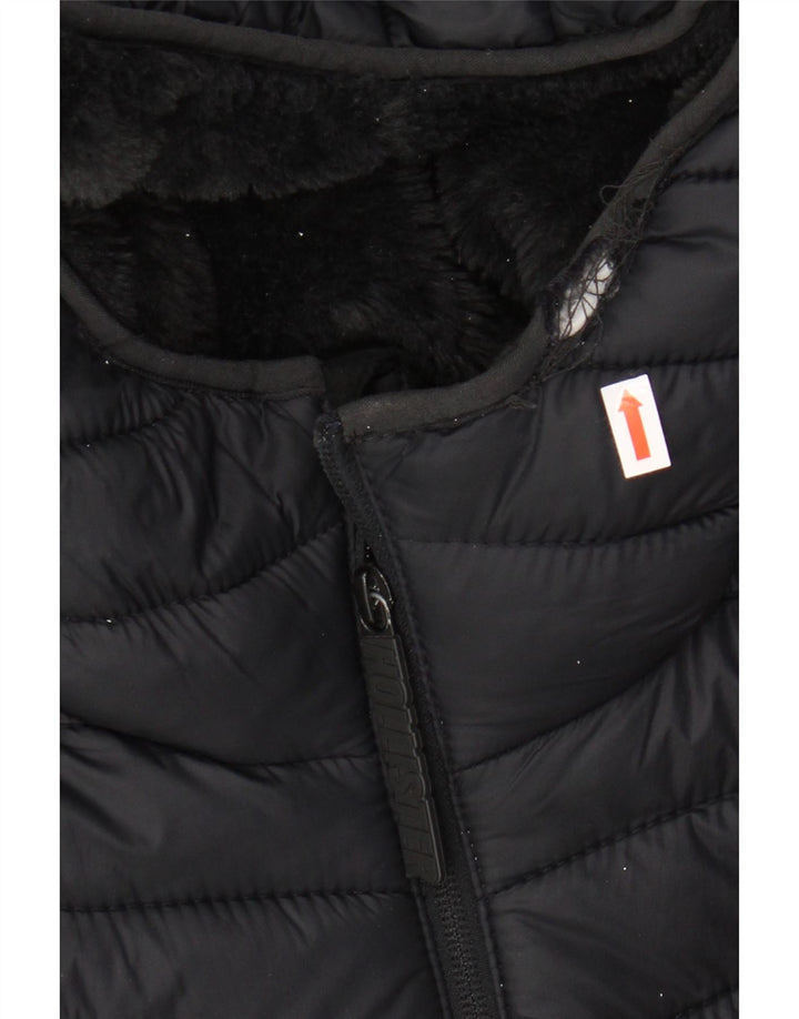 HOLLISTER Wattierte Herrenjacke mit Kapuze, UK 34 XS, schwarzes Nylon