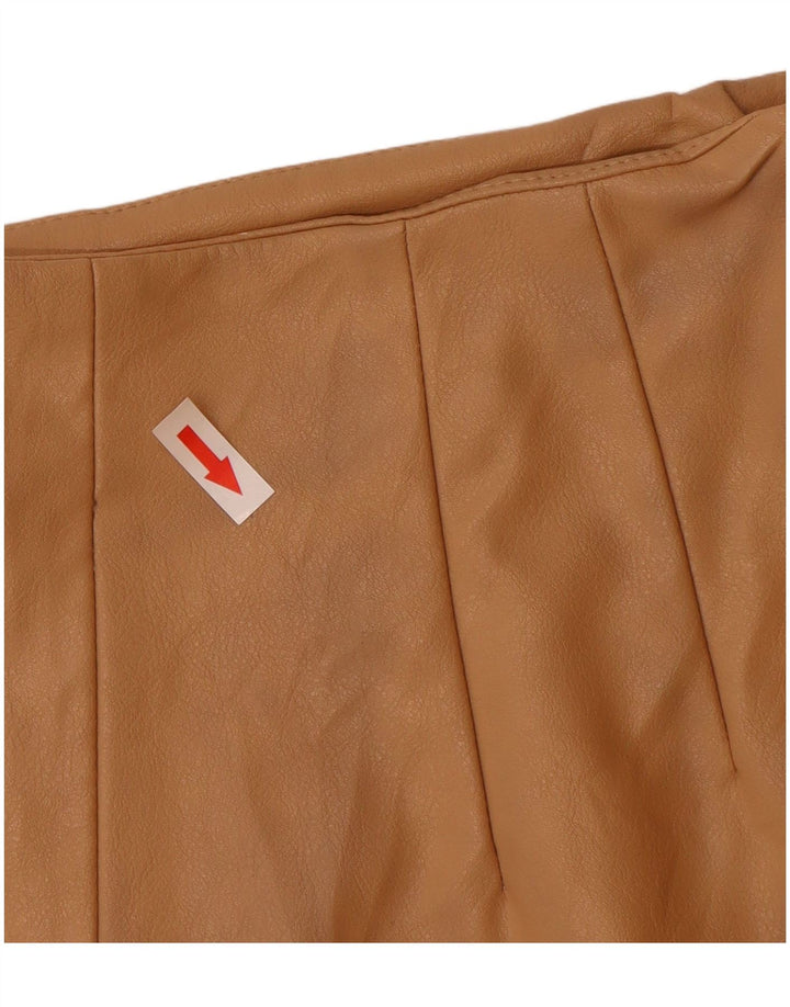 Zara Damen Ledershorts Small W26 Beige Polyurethan