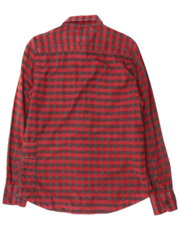 Superdry Herren-Flanellhemd aus mittelroter Gingham-Baumwolle