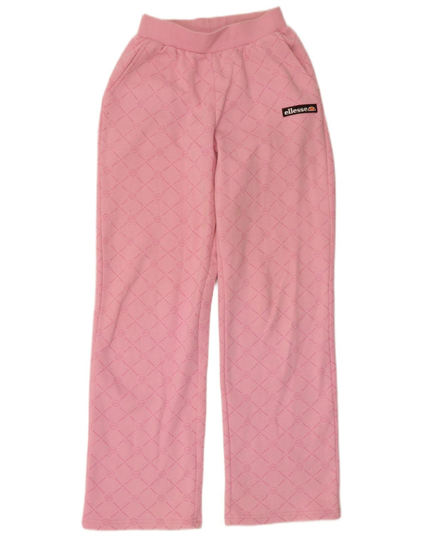 Ellesse Damen-Trainingshose mit hoher Taille, Gr. 10, klein, rosa, geometrisch