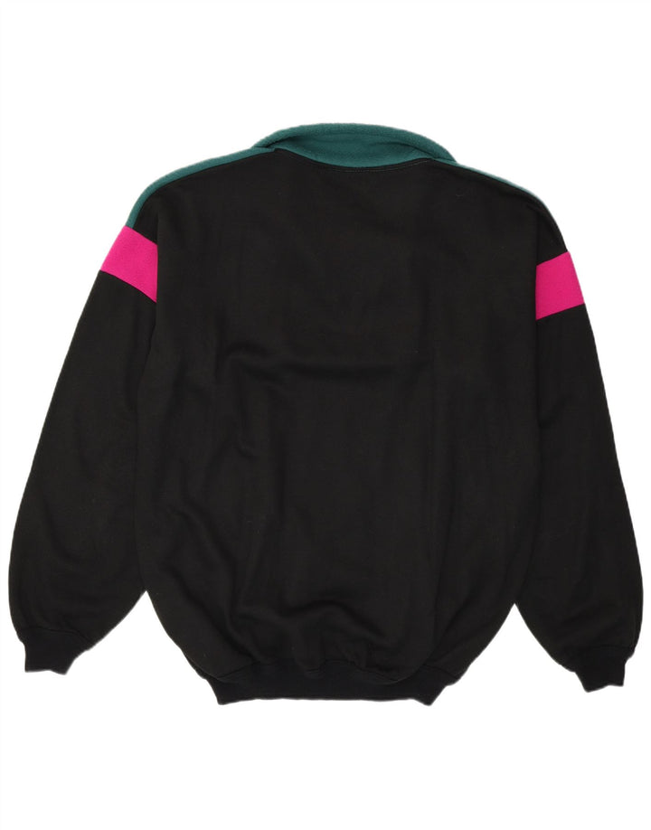 KISS Herren-Fleece-Sweatshirt-Pullover XL aus schwarzer Colourblock-Baumwolle