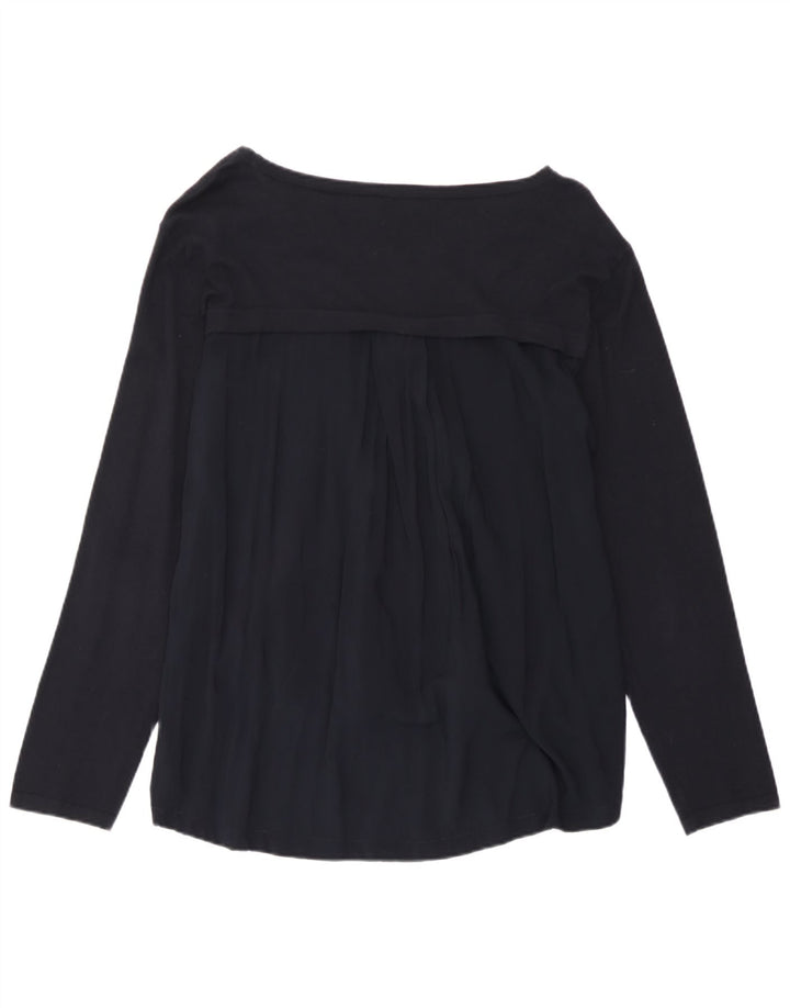 Armani Jeans Damen Top Langarm UK 12 Medium Marineblau