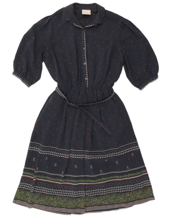 RALPH A-Linien-Kleid mit 3/4-Ärmeln für Damen, EU 46, XL, Marineblau, Blumenmuster, Polyester