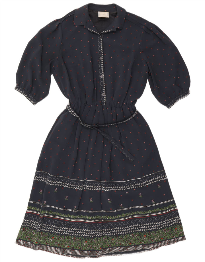 RALPH A-Linien-Kleid mit 3/4-Ärmeln für Damen, EU 46, XL, Marineblau, Blumenmuster, Polyester