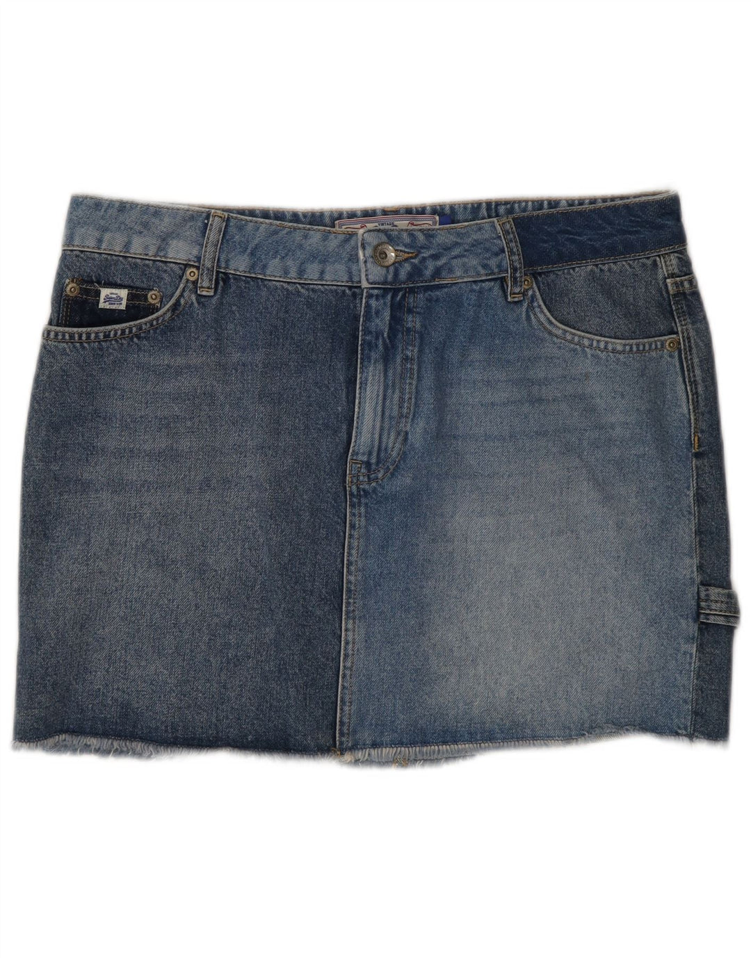 Superdry Damen Jeansrock W30 mittelblaue Baumwolle