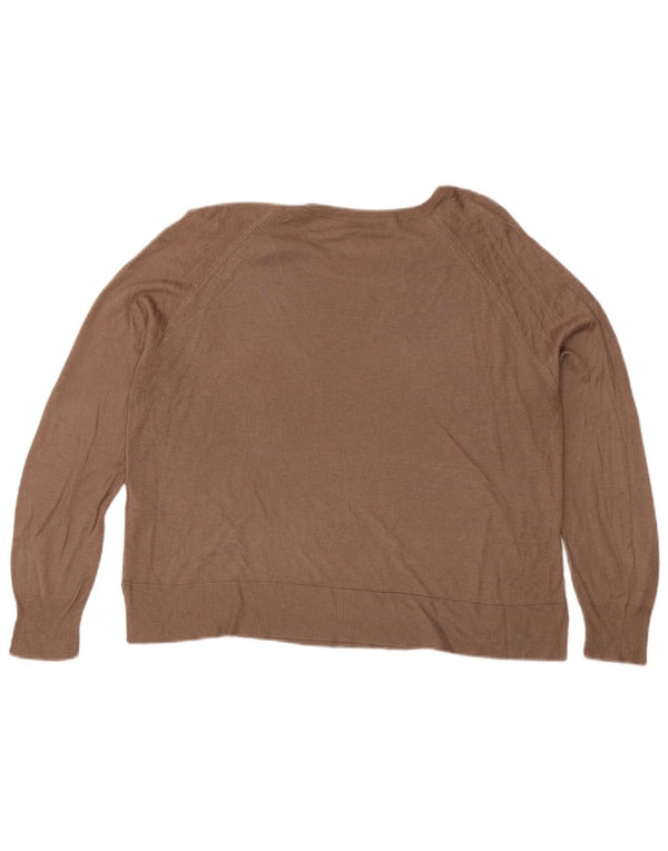 Zara Womens Boat Neck Jumper Sweater UK 16 Large Brown Viscose
