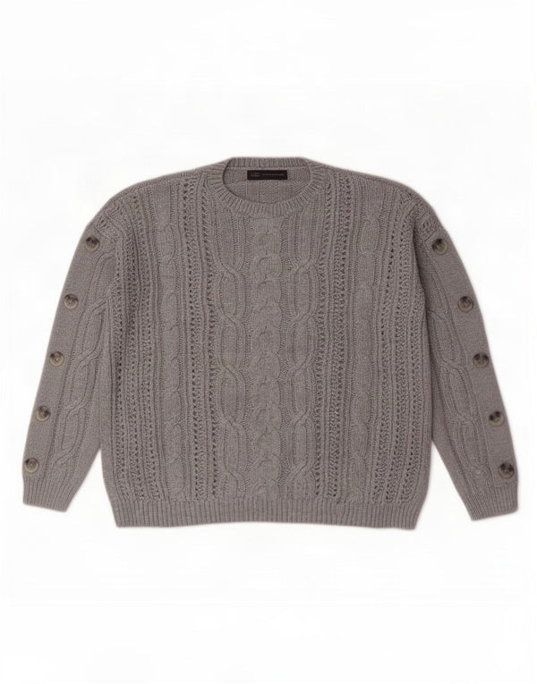 Marks & Spencer Damen-Pullover, übergroß, Rundhalsausschnitt, Gr. 14, Grau