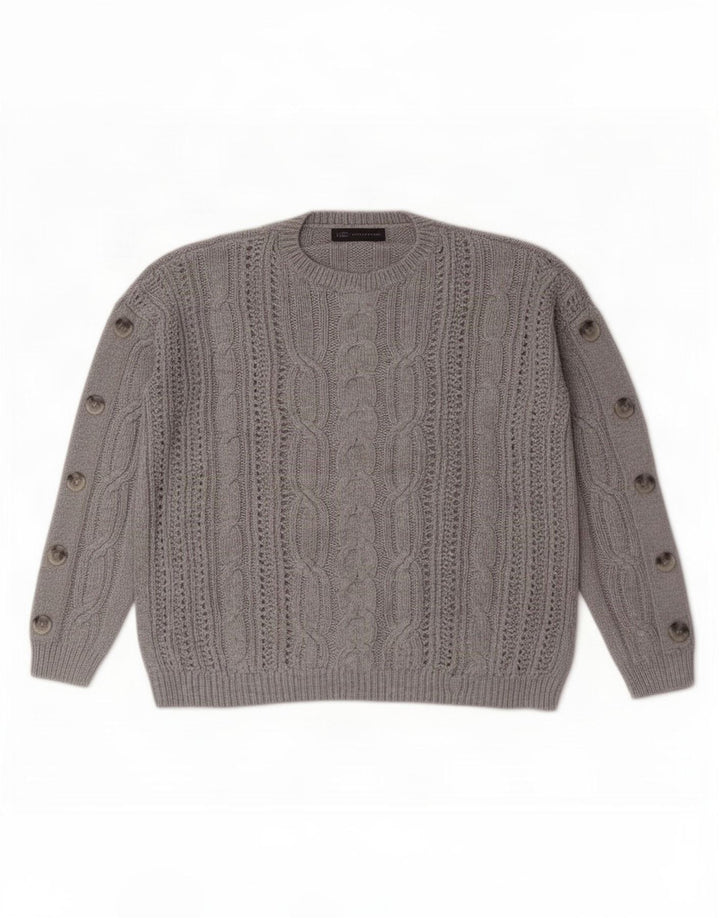 Marks & Spencer Damen-Pullover, übergroß, Rundhalsausschnitt, Gr. 14, Grau