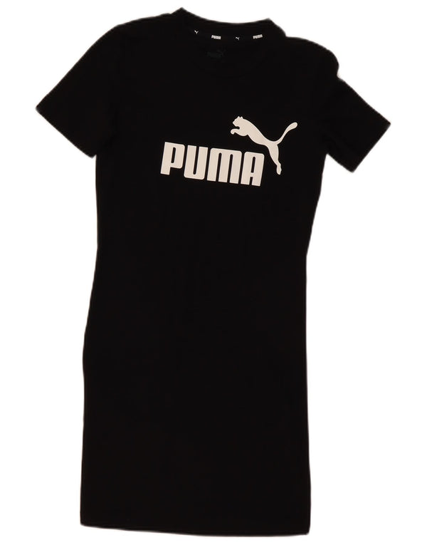 Puma Damen Grafik-T-Shirt-Kleid UK 6 XS Schwarz