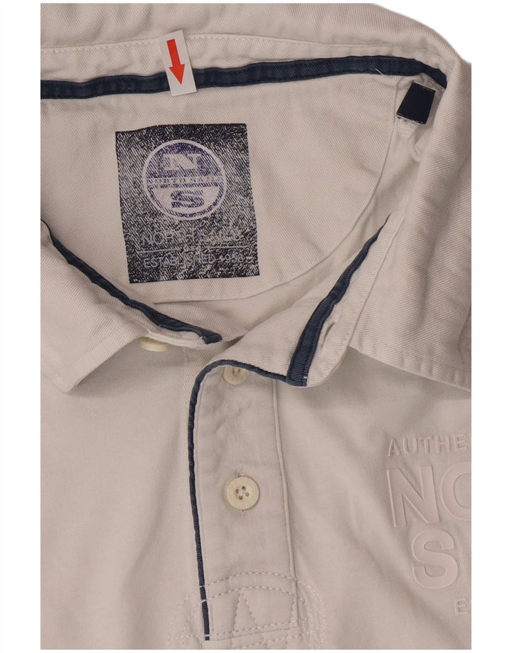 North Sails Herren-Poloshirt mit Grafik, 2XL, weiße Baumwolle