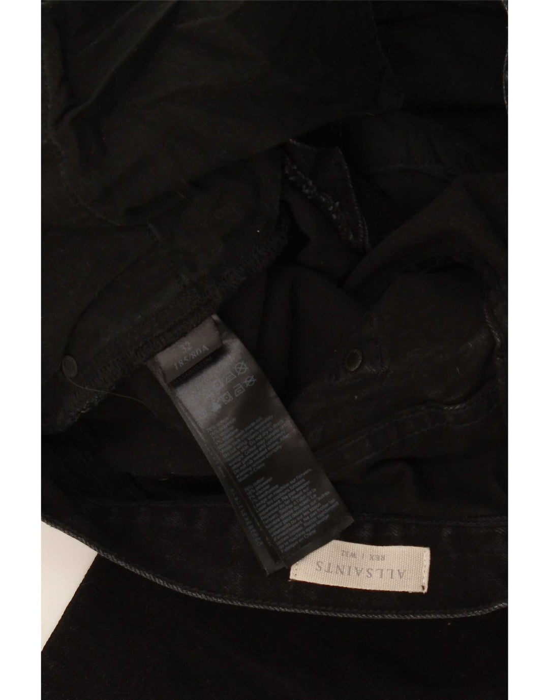 All Saints Slim-Jeans für Herren, W32, L32, schwarze Baumwolle