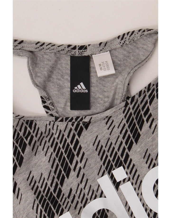 Adidas Damen Graphic Vest Top UK 8 Small Grau Geometrisch