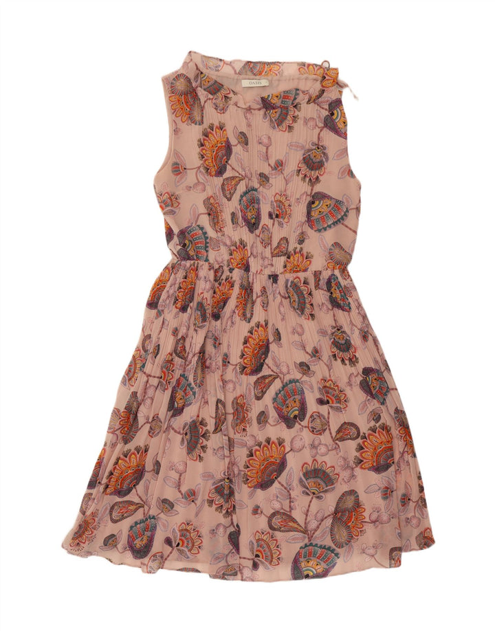 Ärmelloses A-Linien-Kleid für Damen von Oasis, UK 12, mittelrosa, geblümtes Polyester