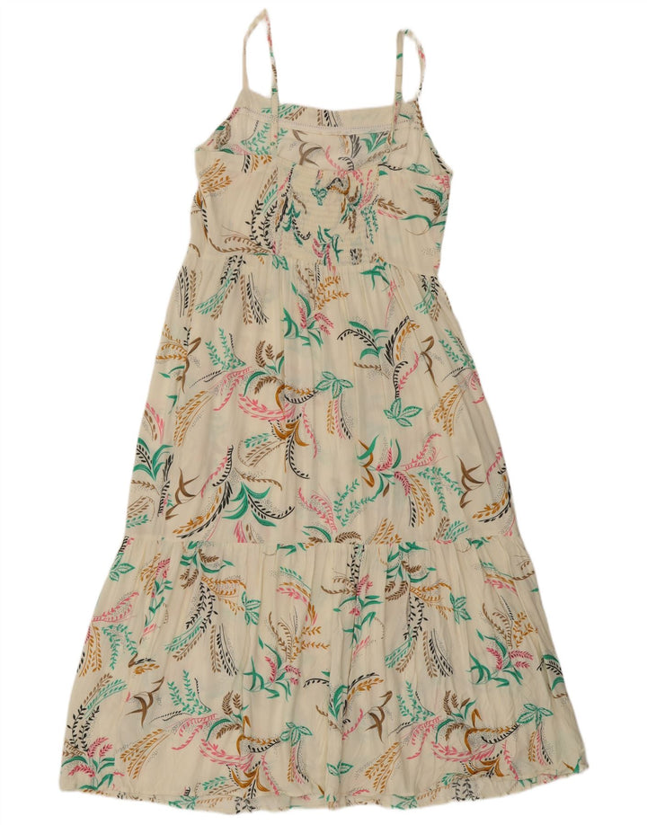 Marks & Spencer Damen-Sommerkleid, UK 42, mittelgroß, gebrochenes Weiß, Viskose mit Blumenmuster