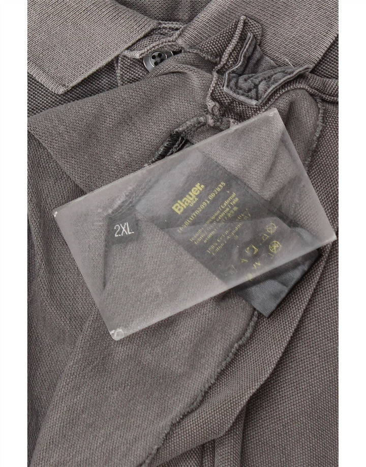 Blauer Herren Poloshirt 2XL Grau Baumwolle