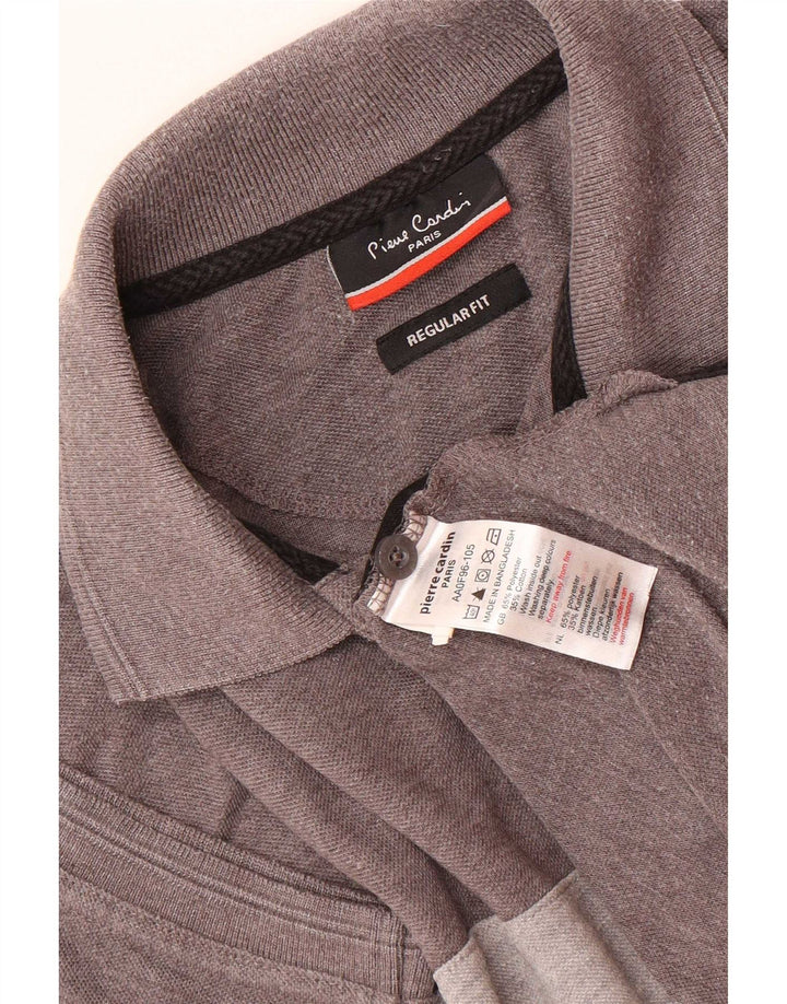 Pierre Cardin Herren-Poloshirt mit normaler Passform, kleines graues Farbblock-Polyester