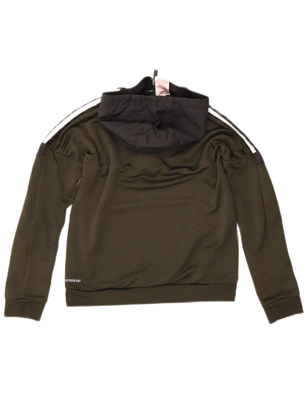 ADIDAS Jungen Aeroready Kapuzenpullover mit Reißverschluss, 11–12 Jahre, grünes Polyester