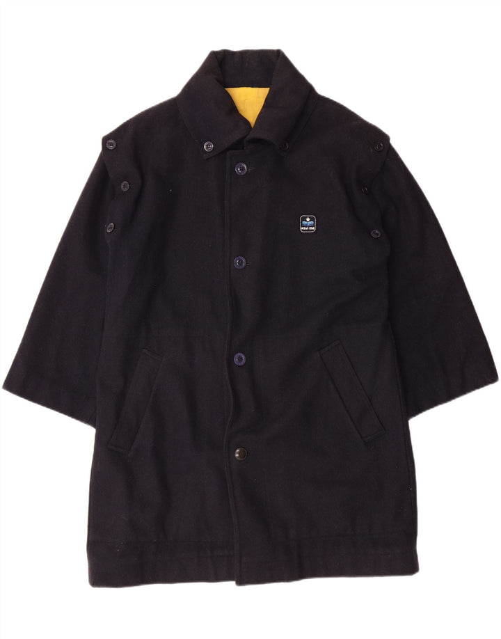 OCEAN STAR Mens Hooded Overcoat UK 36 Small Navy Blue Wool Vintage Ocean Star and Second-Hand Ocean Star from Messina Hembry 