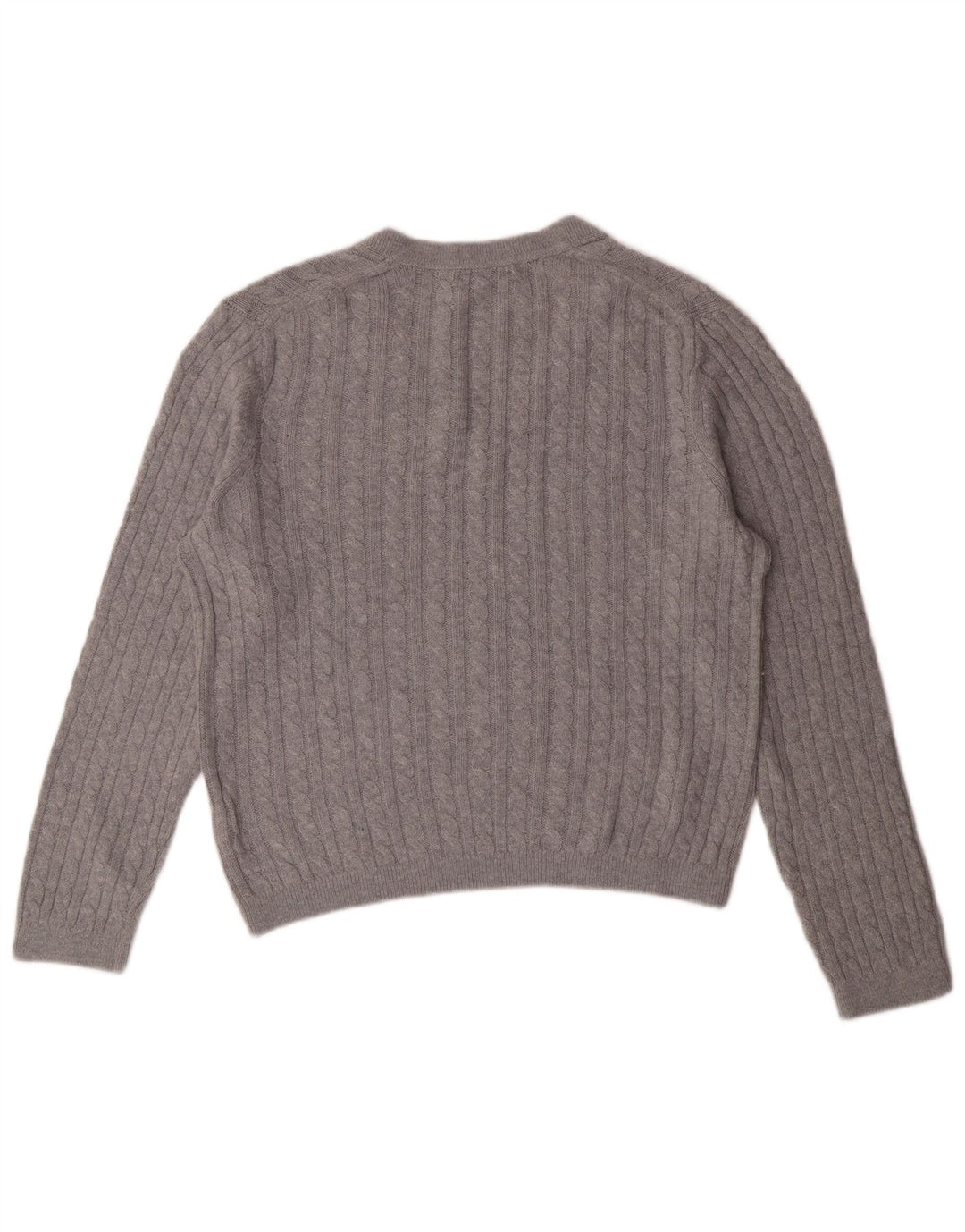 TOMMY HILFIGER Damen-Pullover mit V-Ausschnitt, UK 12, mittelgraues Nylon