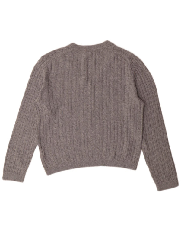 TOMMY HILFIGER Damen-Pullover mit V-Ausschnitt, UK 12, mittelgraues Nylon