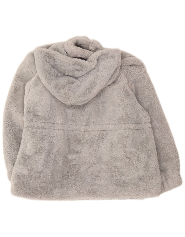 Guess Damen-Fleecejacke mit Teddybär-Kapuze, übergroß, UK 18, XL, Grau
