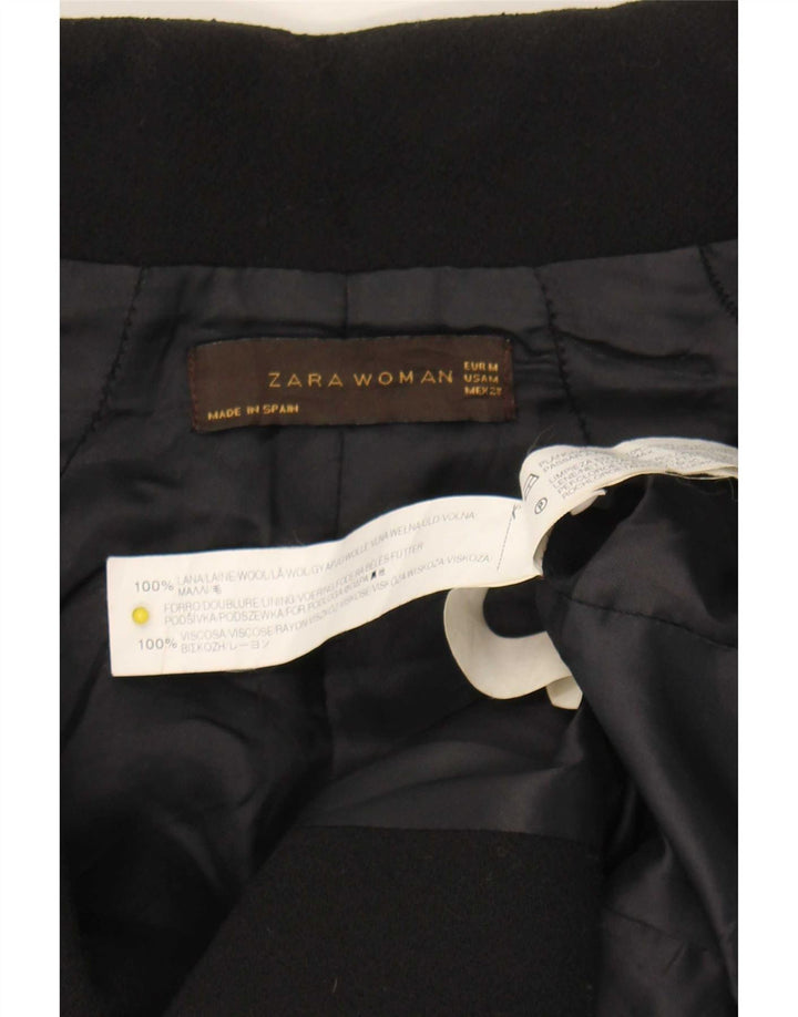 Zara Damen Blazer Jacke UK 12 Mittelschwarze Wolle