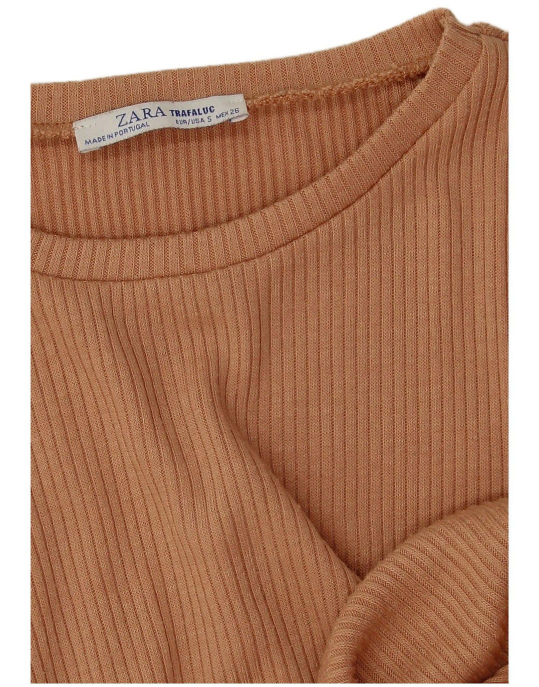 Zara Damen Crop T-Shirt Top UK 10 Small Braun Polyester