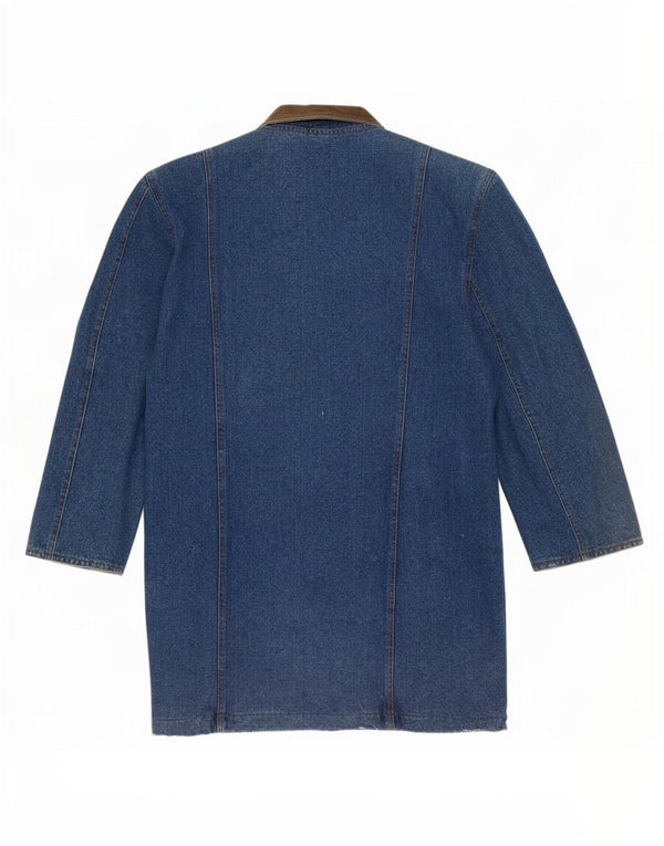 Vintage Damen Western Übergroßer Jeansmantel US 3 XS Blaue Colourblock-Baumwolle