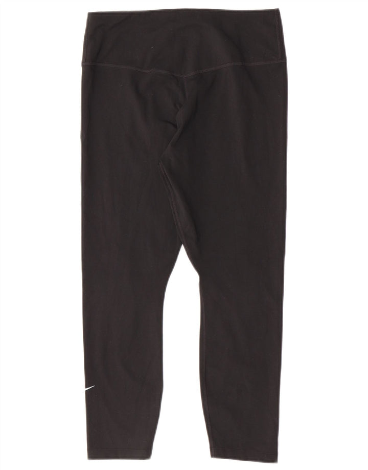Nike Damen Dri Fit Capri Leggings UK 12 Medium Schwarz Polyester
