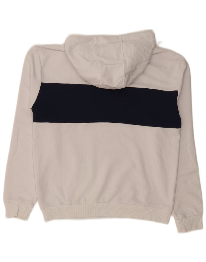 FILA Damen Grafik-Hoodie-Pullover UK 14 Mittelweiße Colourblock-Baumwolle