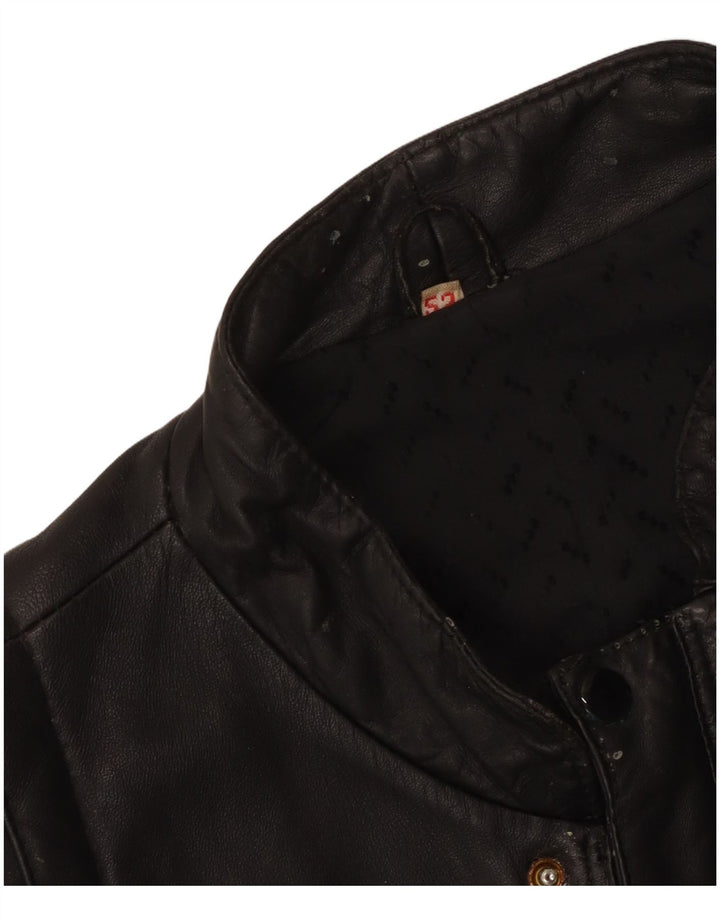 Vintage Herren Lederjacke IT 52 XL Schwarz