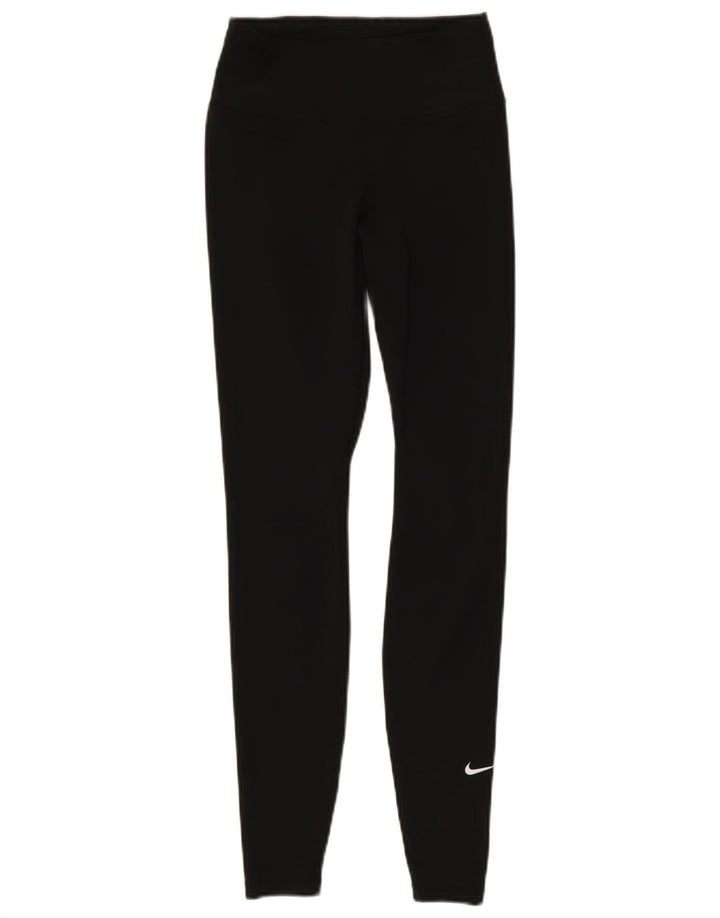 NIKE Womens Dri Fit Leggings UK 4 XS Black Polyester