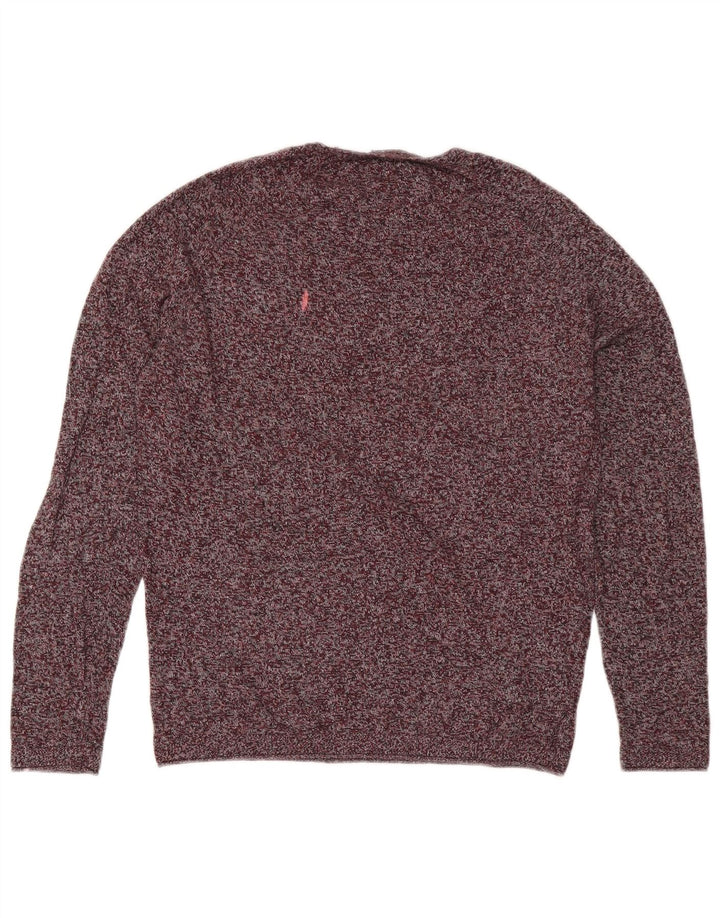 Zara Herren-Pullover mit Rundhalsausschnitt, mittelgroß, burgunderrot gefleckte Baumwolle