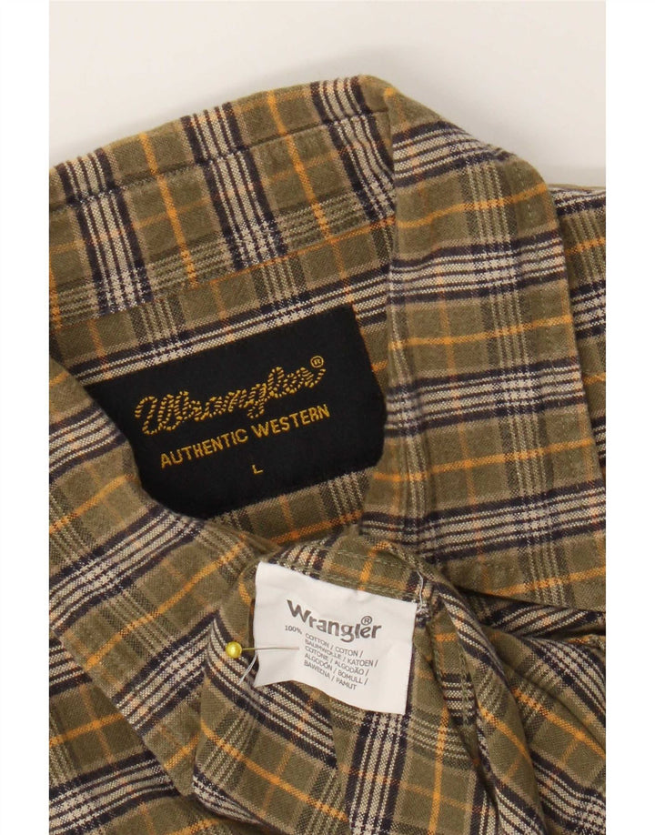 Wrangler Herren-Flanellhemd, groß, Khaki, kariert, Baumwolle