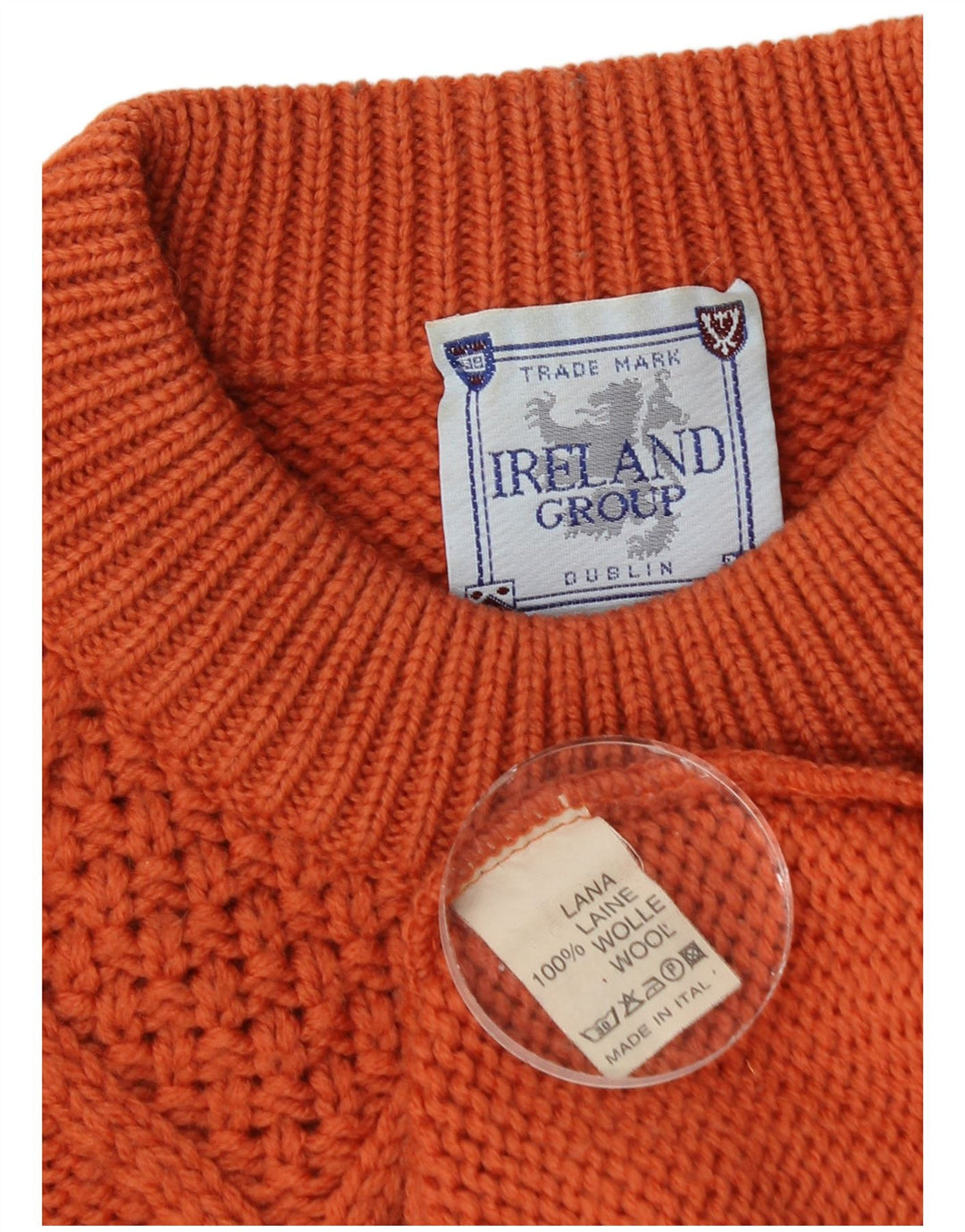 Trademark Herren-Pullover mit Rundhalsausschnitt, Mittelorange, Fair-Isle-Wolle