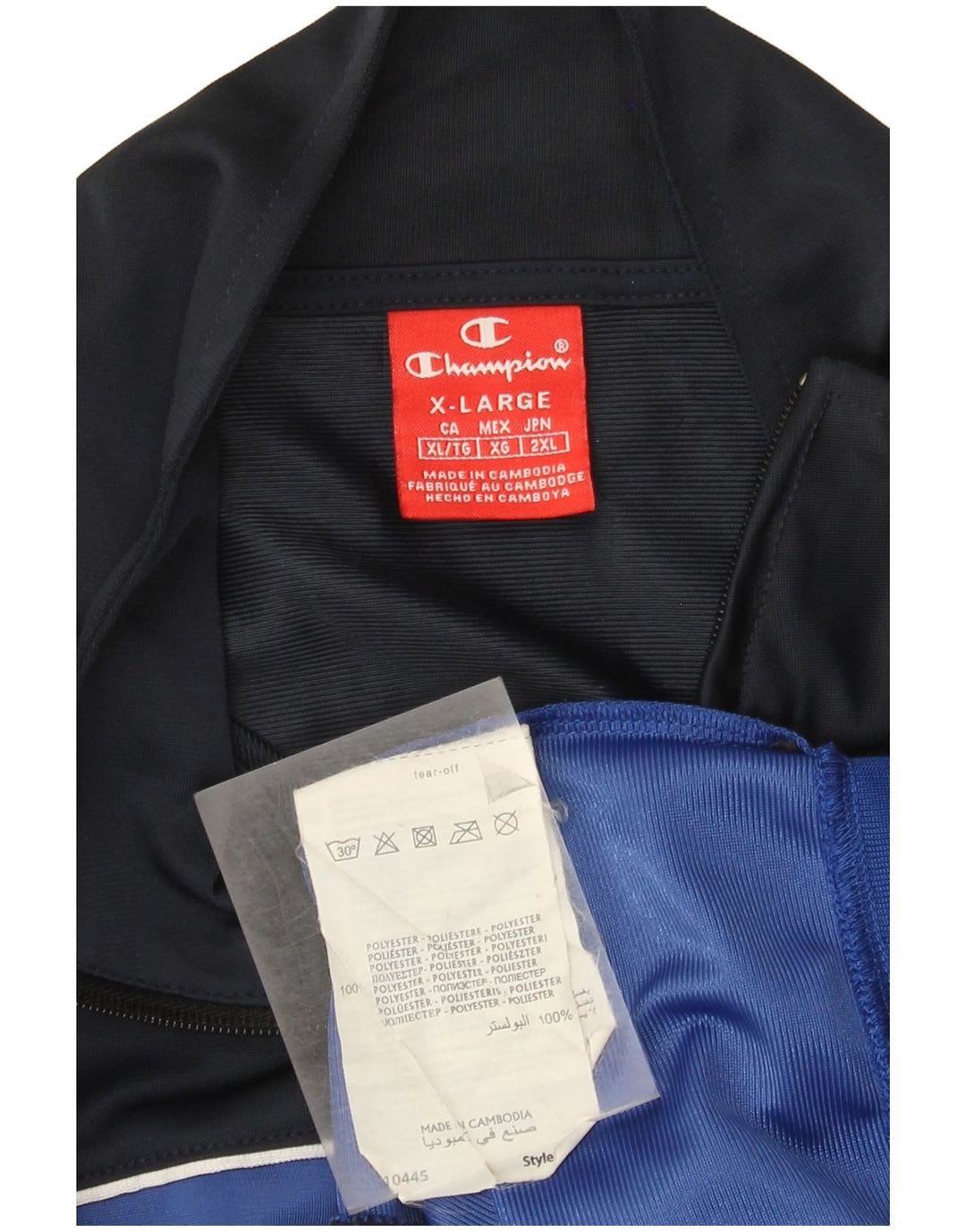 Champion Herren-Trainingsanzugoberteil mit Grafik, XL, blaues Farbblock-Polyester
