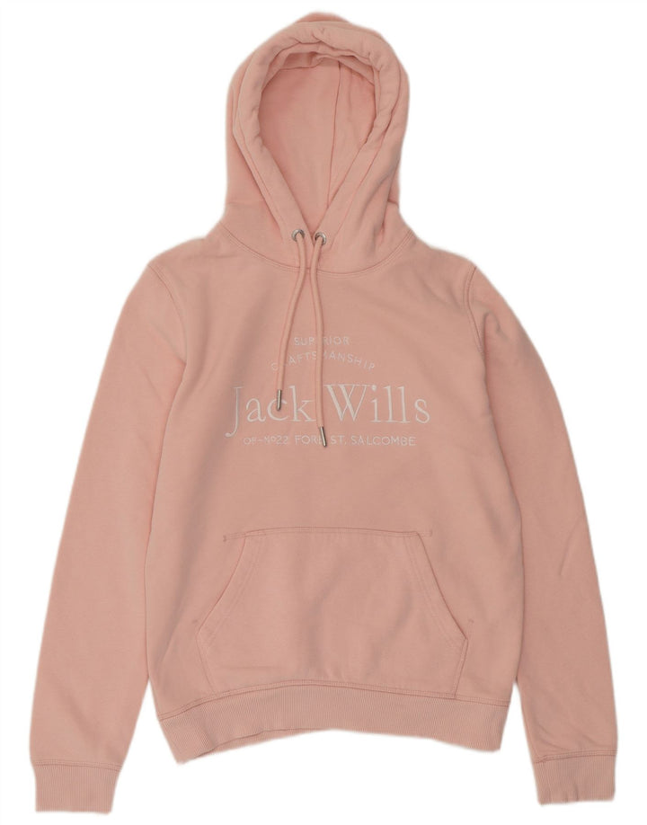 JACK WILLS Damen-Kapuzenpullover mit Grafik, übergroß, Gr. 8, Rosa, Baumwolle