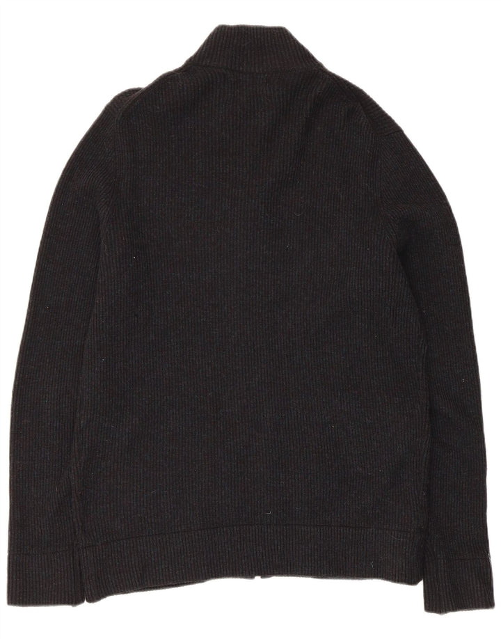 Marks & Spencer Herren-Cardigan-Pullover aus mittelschwarzer Wolle
