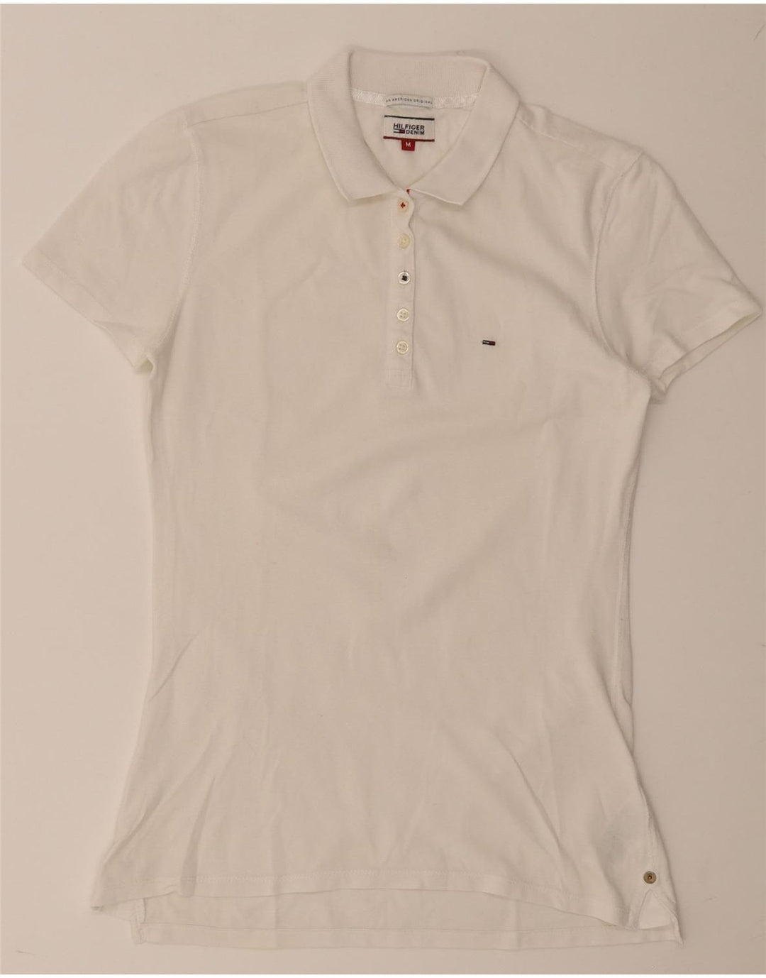 Tommy Hilfiger Damen Poloshirt UK 12 Mittelweiße Baumwolle