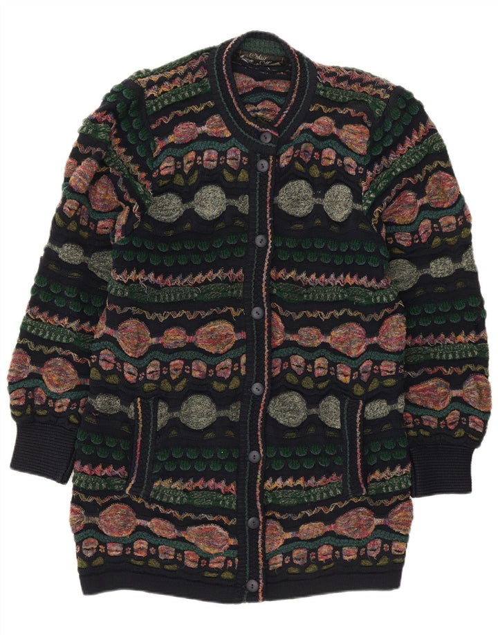 Oskar Haug Damen Strickjacke Pullover UK 14 Mittel Mehrfarbig Geometrisch