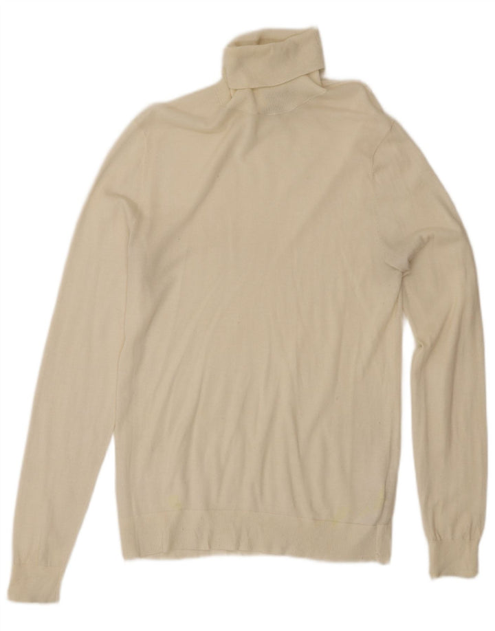 MASSIMO DUTTI Rollkragenpullover für Damen, UK 12, Mittelweiß
