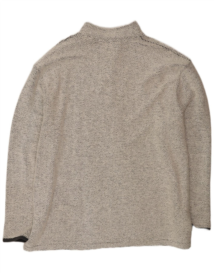 Weird Fish Herren-Sweatshirt mit Reißverschluss am Hals, mittlere, cremefarbene, gesprenkelte Baumwolle