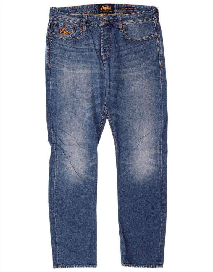 Superdry Herren Copperfill Loose Slim Jeans W34 L32 Blaue Baumwolle