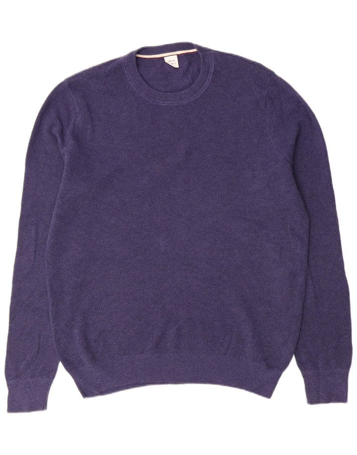 John Lewis Herren-Pullover mit Rundhalsausschnitt, mittlere marineblaue Baumwolle