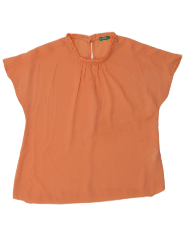 Benetton Womens Blouse Top UK 14 Medium Orange Polyester